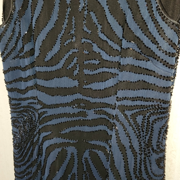 Vintage Bieff Basix 100% Silk Beaded Zebra Print Dress Size 8 - Picture 6 of 6
